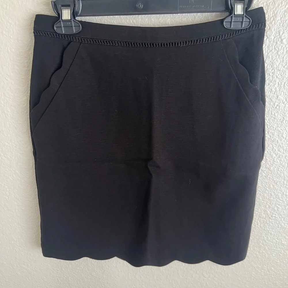 Skies Are Blue Black Skirt with Scallop Hem